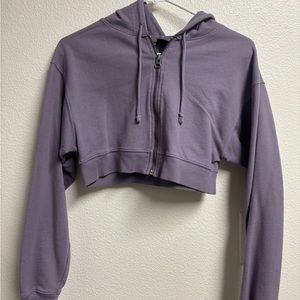 Purple cropped zip up hoodie